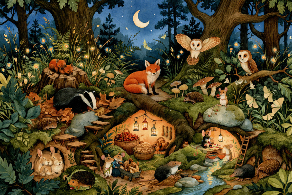 Murale da parete Santuario delle creature della foresta notturna