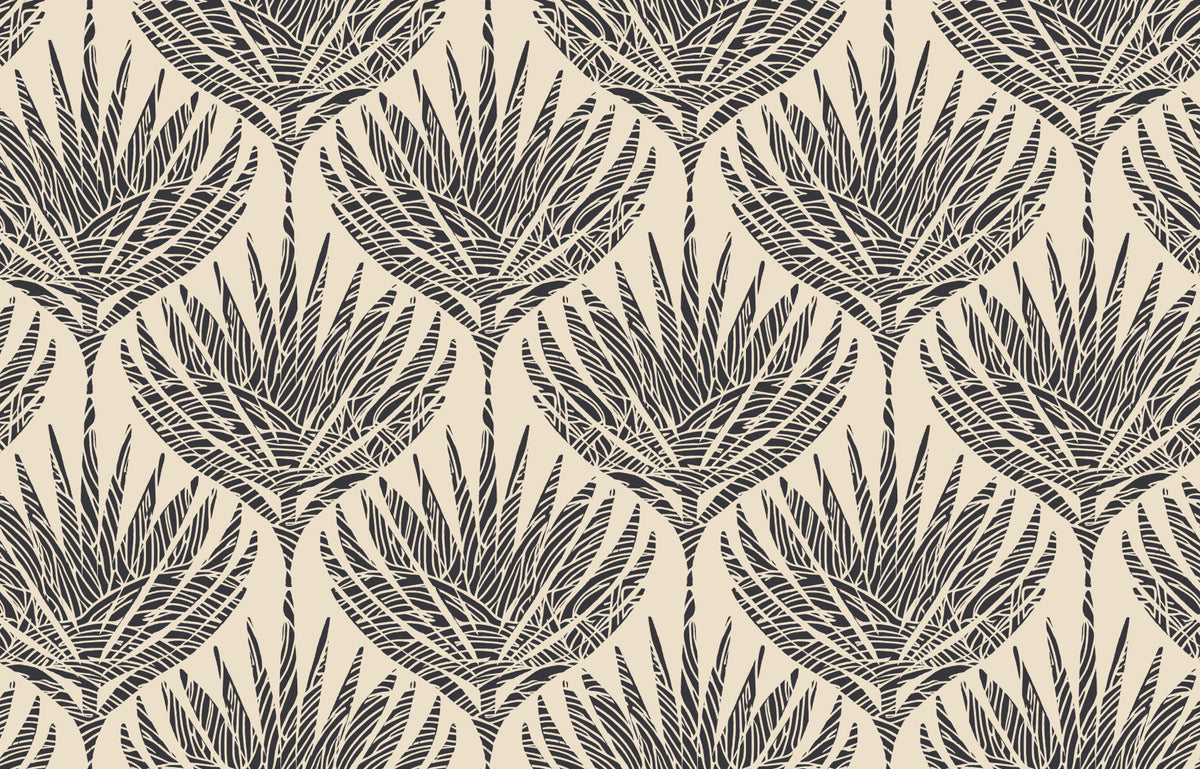 Graphic Fan Palm Silhouette Wallpaper⁠ in your room
