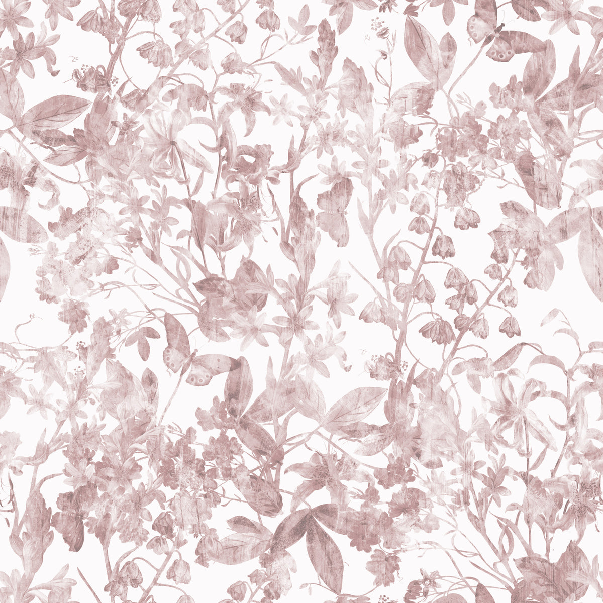 Tapet med botanisk engskitse i blush in your room — zoomed