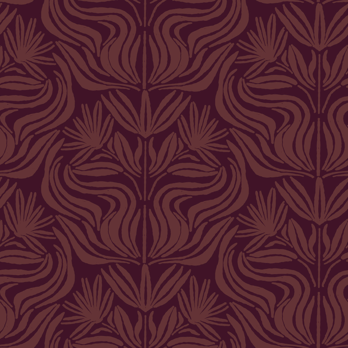 Papel tapiz con patrón floral de damasco en burdeos intenso in your room — zoomed