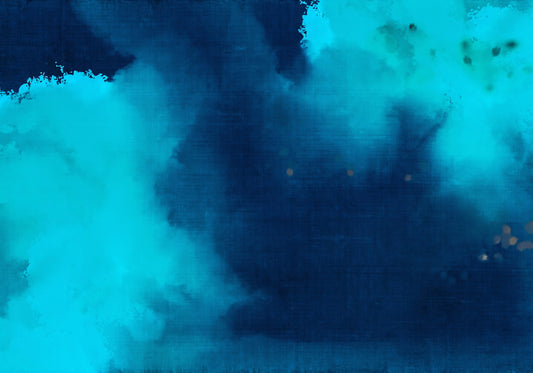 Papier peint panoramique mural à l’aquarelle, lavis bleu azur profond