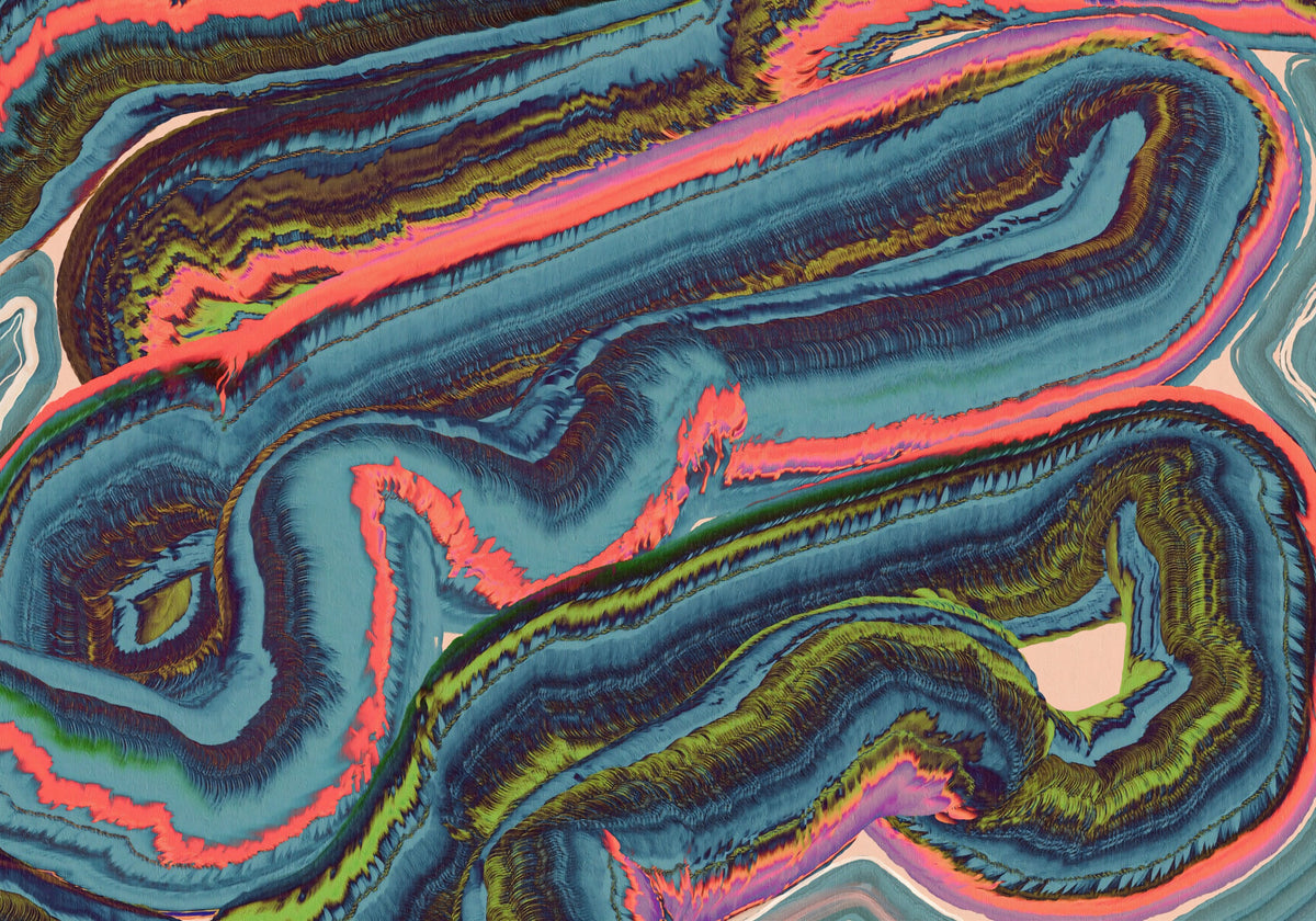 Mural de pared abstracto con flujo y remolinos de resina in your room — zoomed