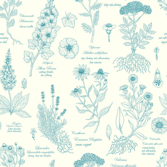 Tapet cu ilustrație botanică tip ierbar