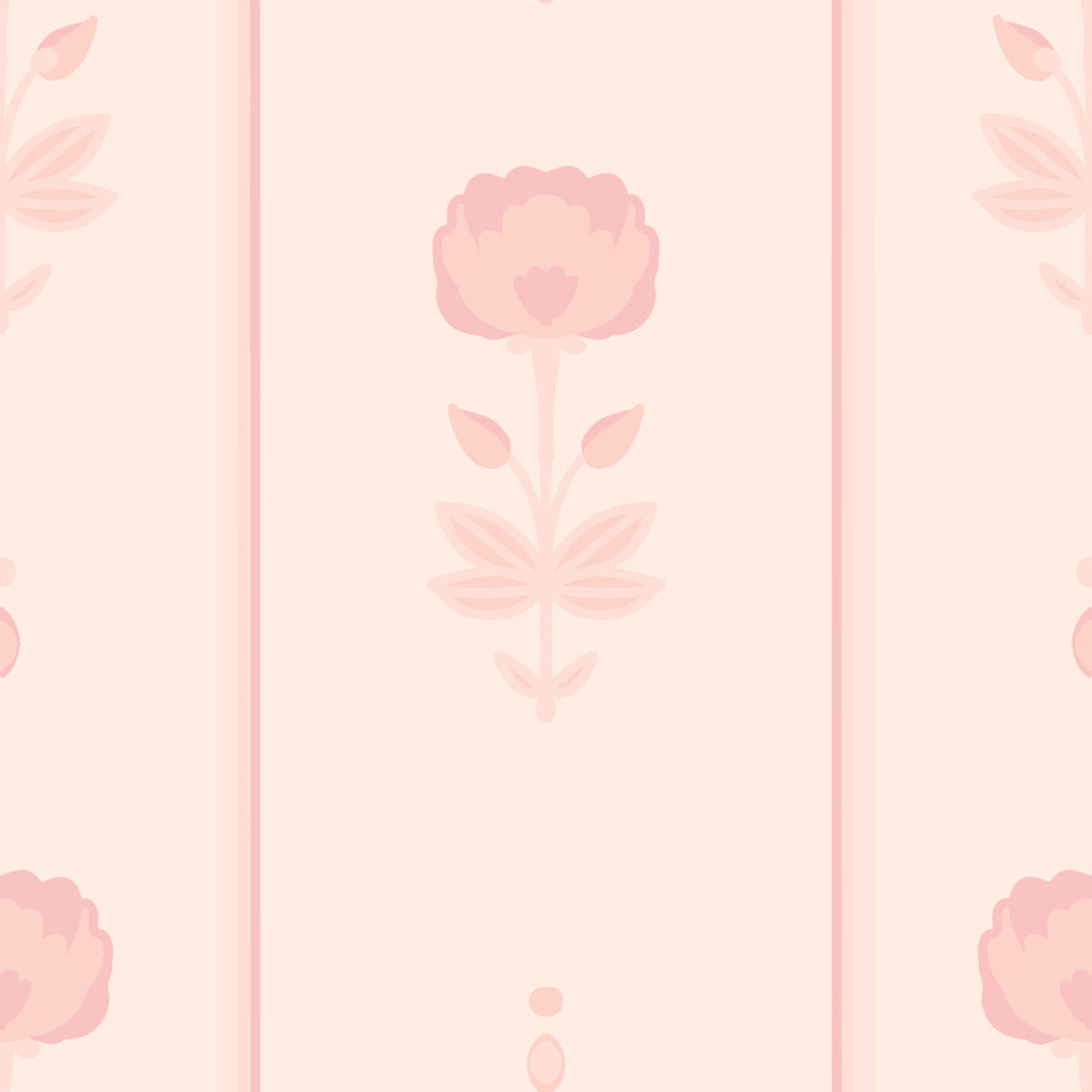 Carta da parati a righe floreali color rosa cipria delicato in your room — zoomed