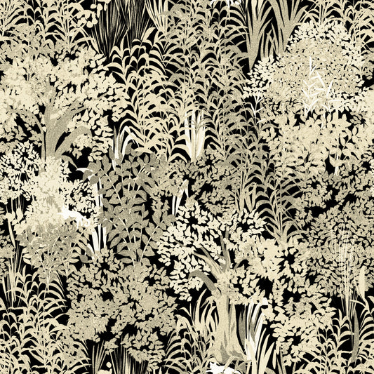 Papel pintado Silueta de bosque nocturno