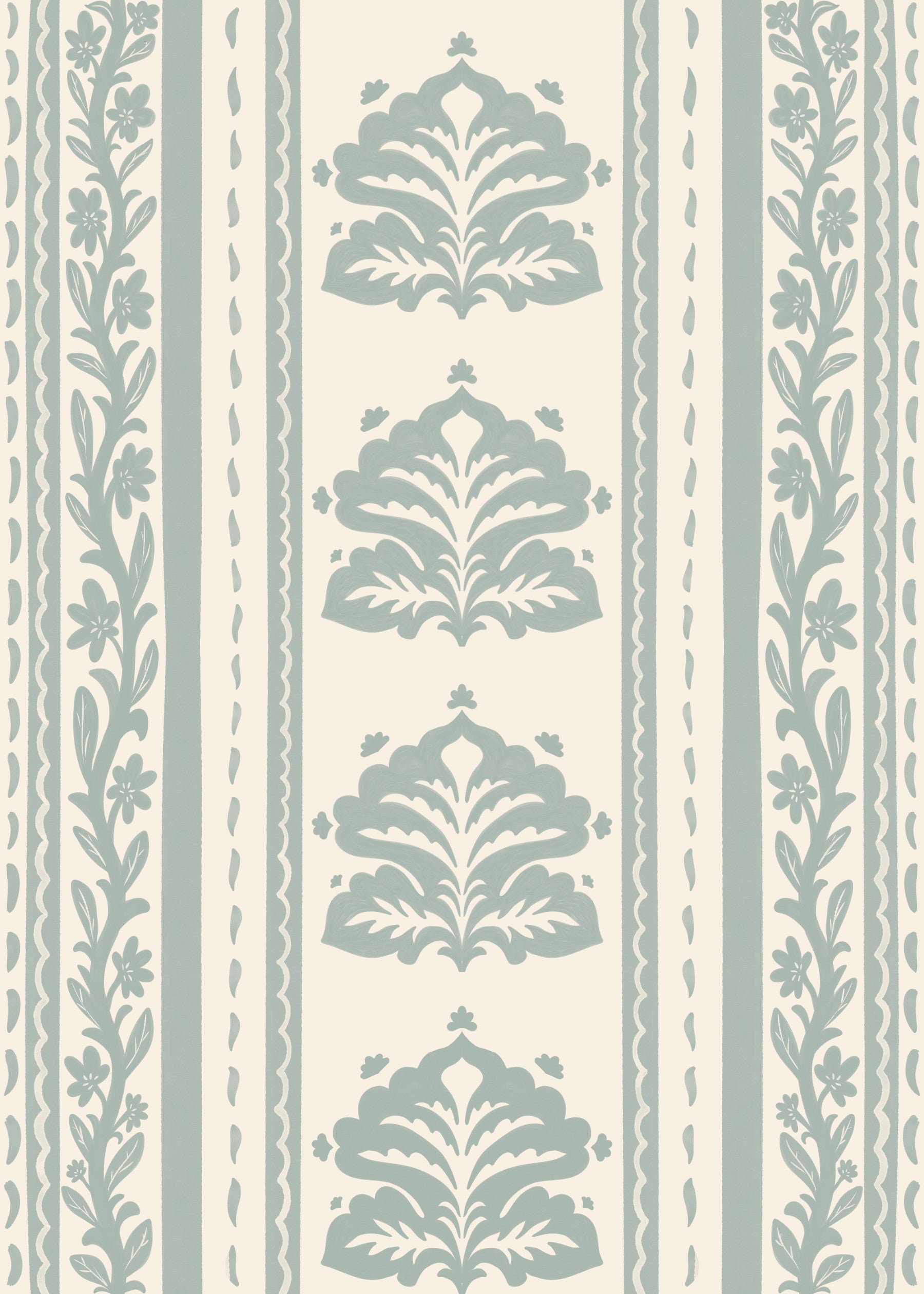 Sage Green Damask Stripe Pattern Wallpaper⁠