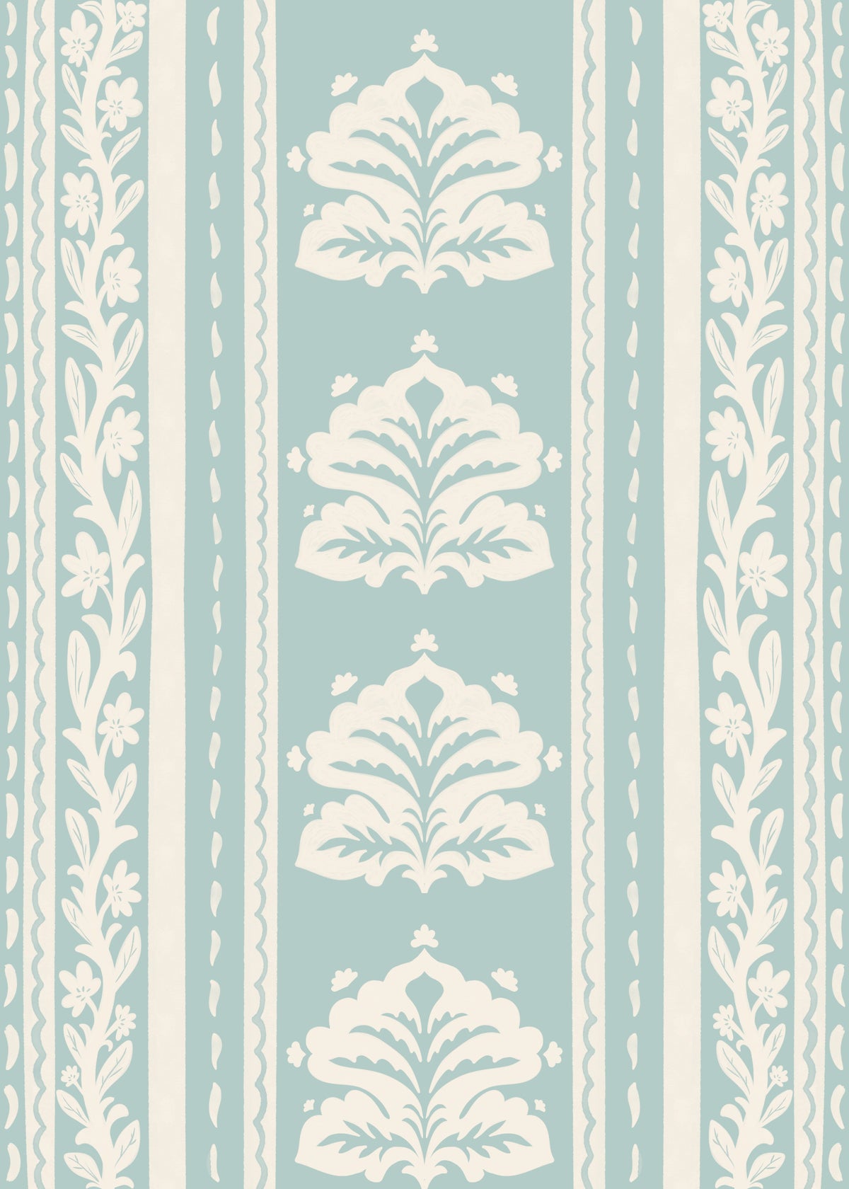 Minimalist Botanical Stripe in Blue Wallpaper⁠ in your room