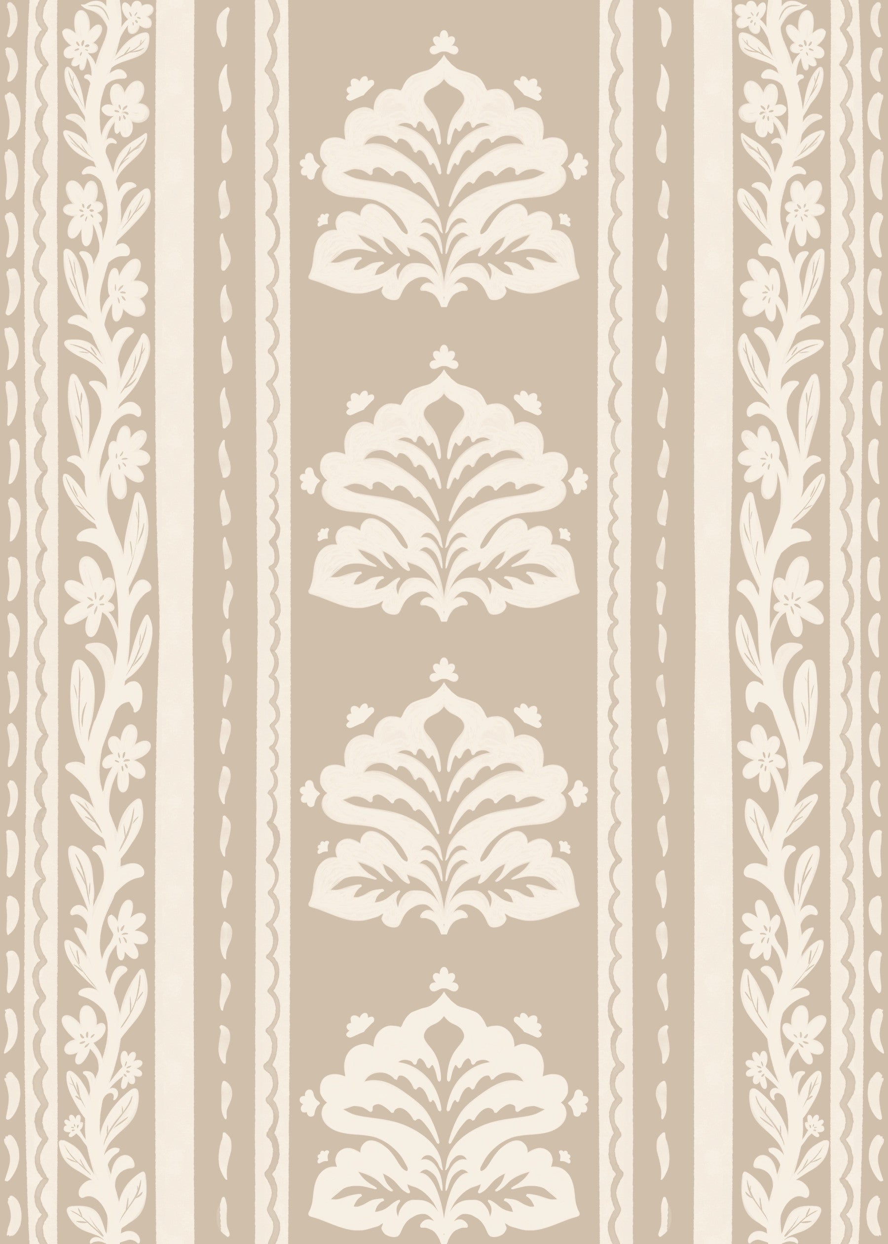 Beige Damask Stripe Heritage Wallpaper⁠