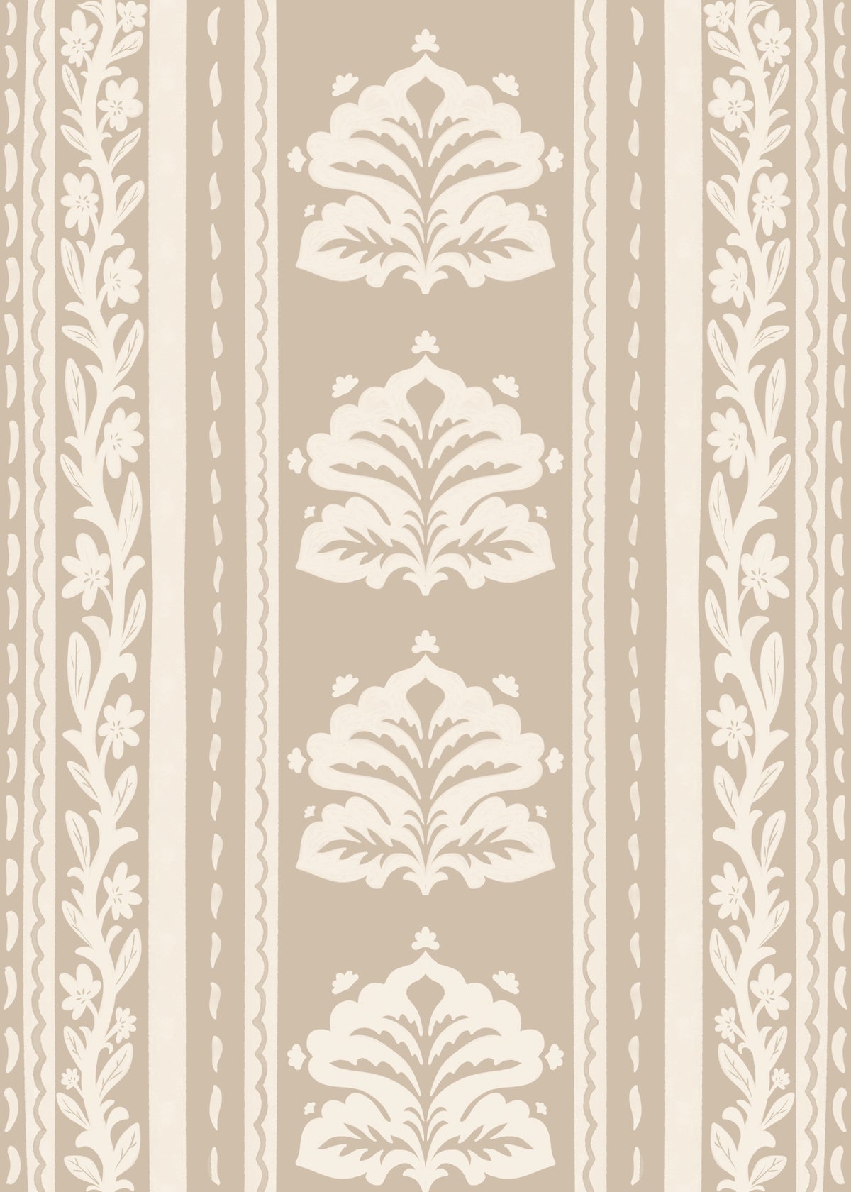 Beige Damask Stripe Heritage Wallpaper⁠ in your room