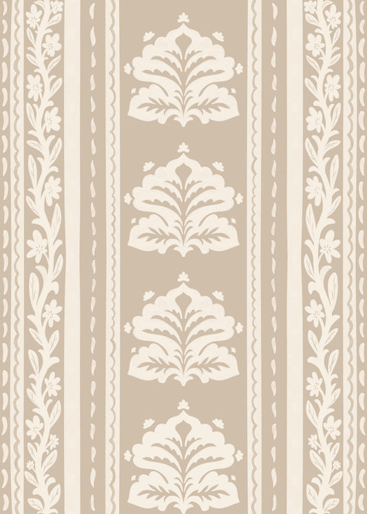Beige Damask Stripe Heritage Wallpaper⁠