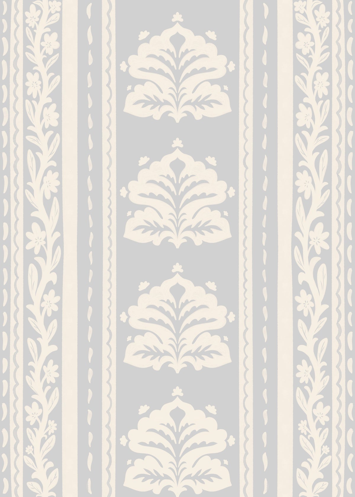Soft Grey Heritage Damask Wallpaper⁠ in your room — zoomed