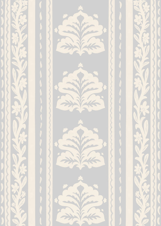 Soft Grey Heritage Damask Wallpaper⁠