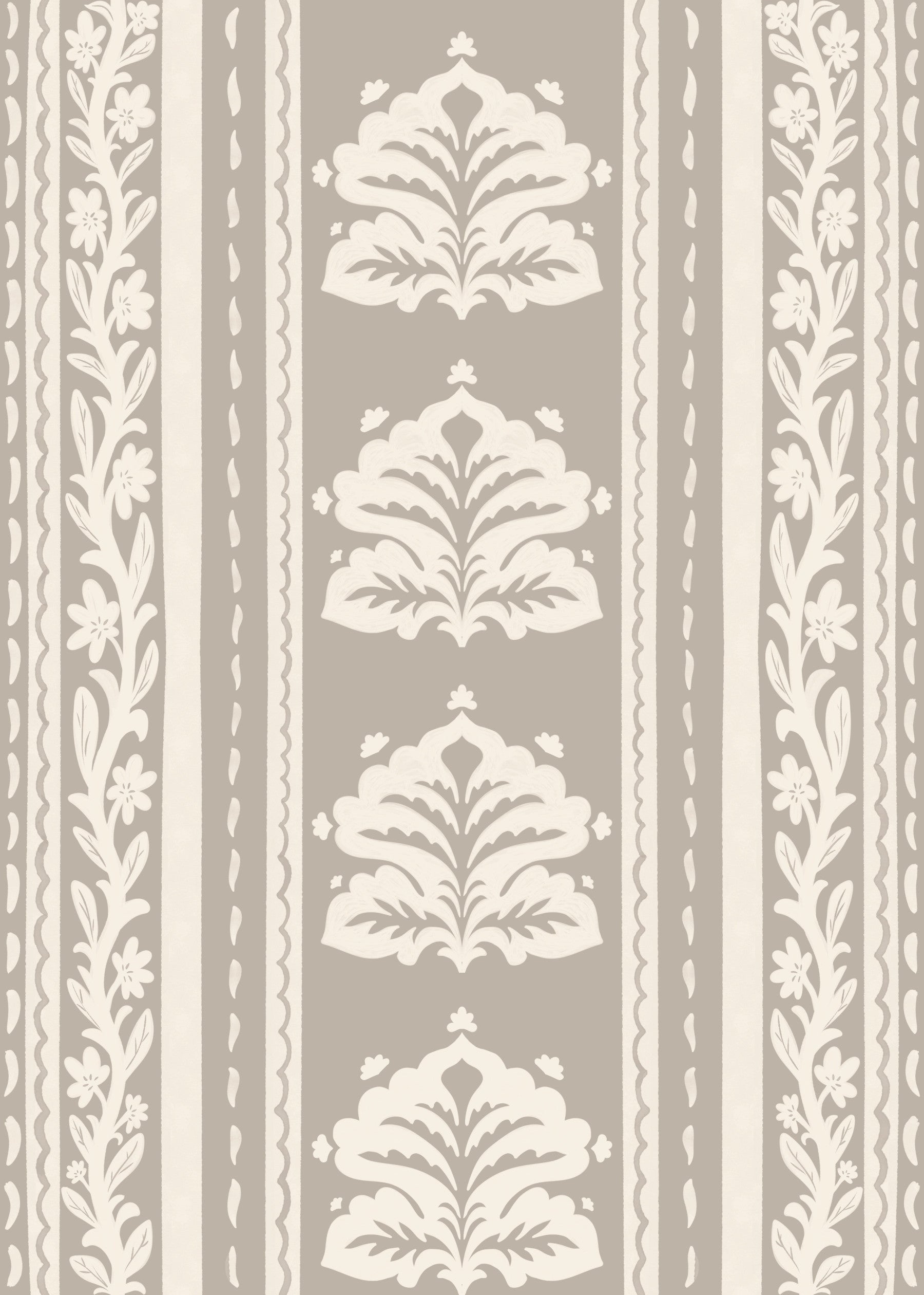 Neutral Heritage Damask Stripe Wallpaper⁠