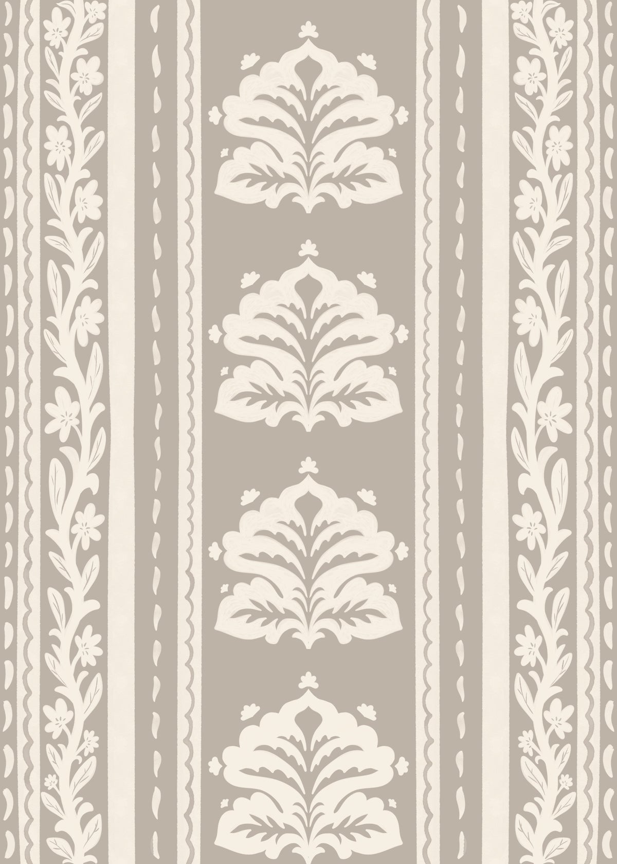 Neutral Heritage Damask Stripe Wallpaper⁠ in your room — zoomed