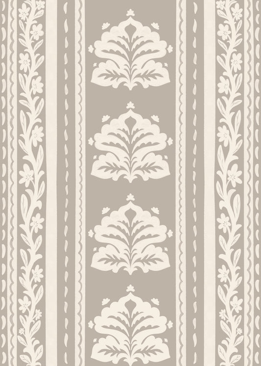 Tapet med neutral Heritage Damask-stribe⁠