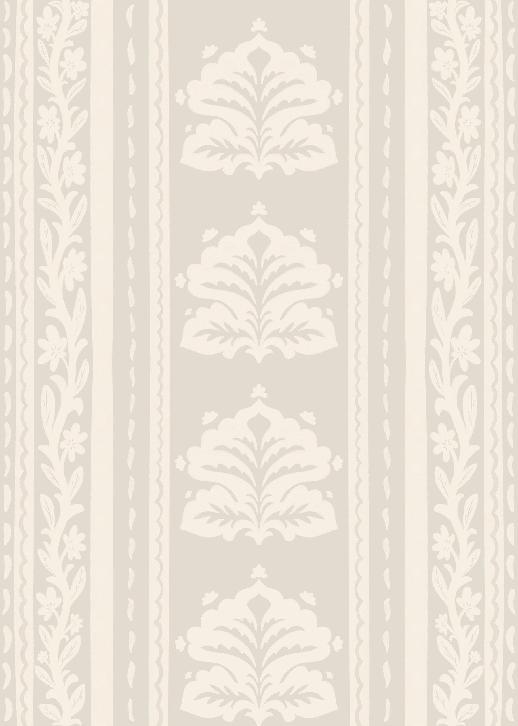 Botanical Stripe Neutral Art Wallpaper⁠