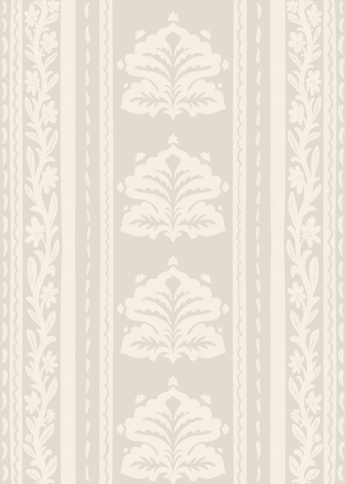 Botanical Stripe Neutral Art Wallpaper⁠ in your room — zoomed