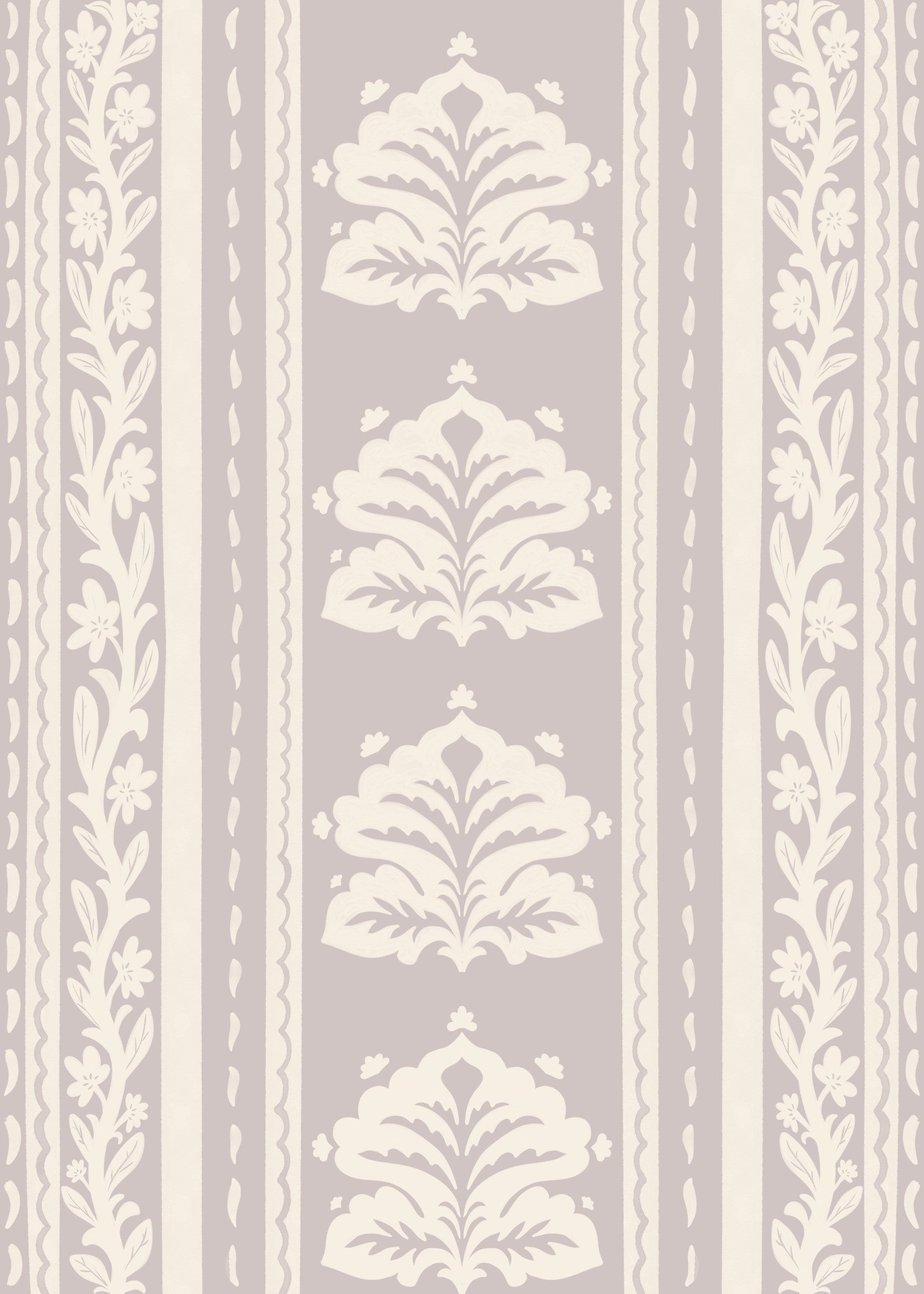 Papel de parede às riscas com padrão chinoiserie vintage