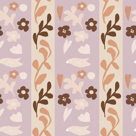 Whimsical Nature Stripe Print Wallpaper⁠