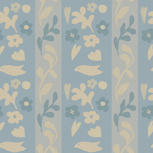 Minimalist Garden Bird Stripe Wallpaper⁠