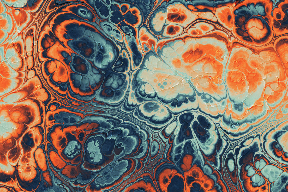 Motif abstrait fluide effet marbre « Ocean Fire » in your room — zoomed