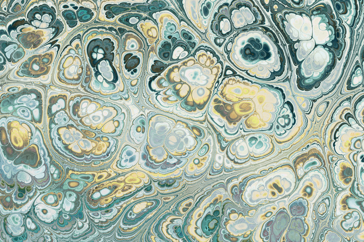 Motif abstrait fluide effet marbre turquoise et doré in your room — zoomed