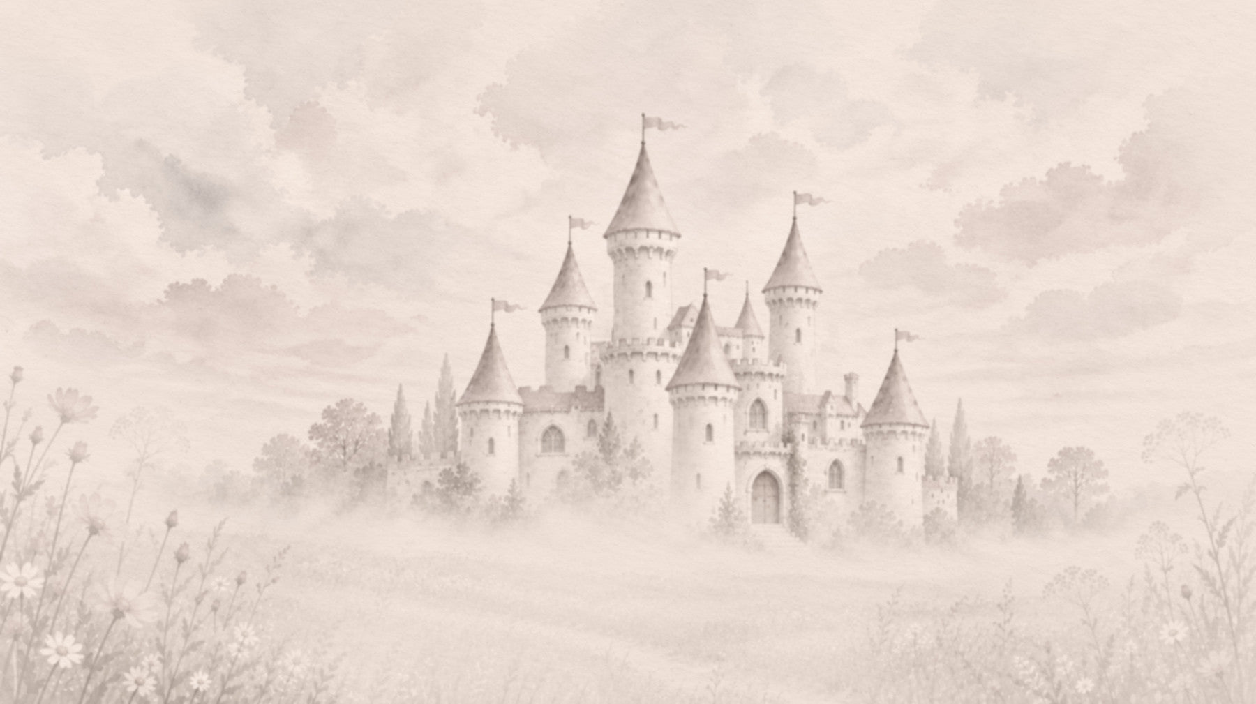 Castle Dreams – Vintage creme vægmaleri