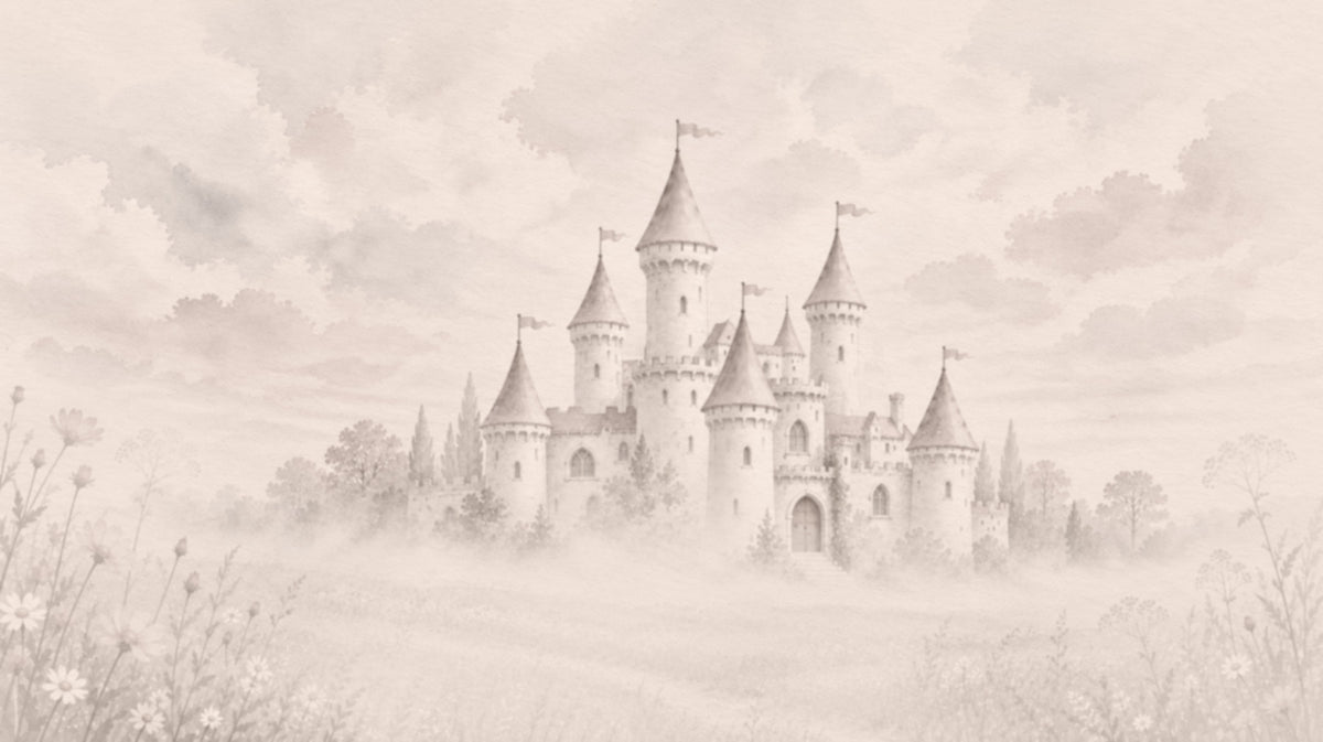 Castle Dreams – Vintage creme vægmaleri in your room — zoomed