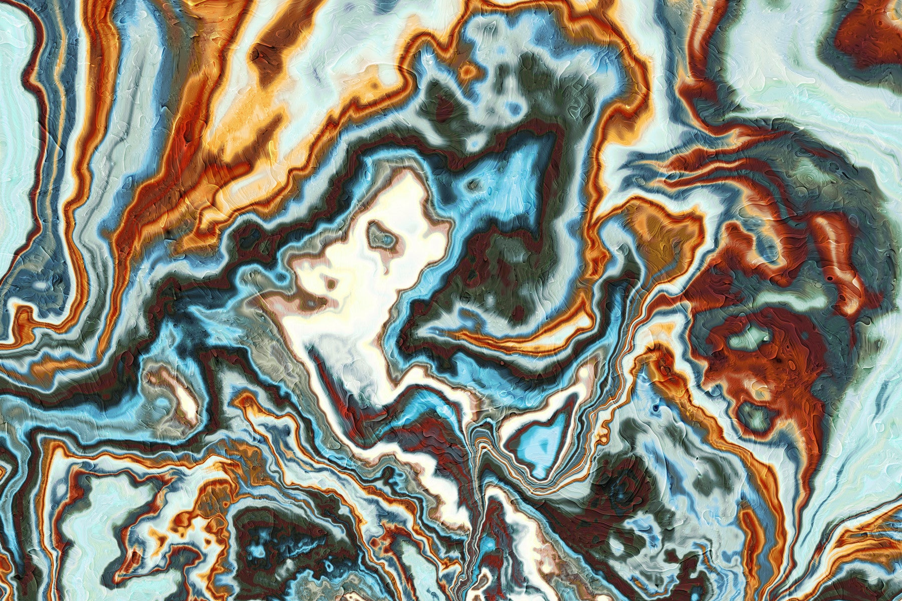 Murale da parete astratto con spirali di marmo liquido