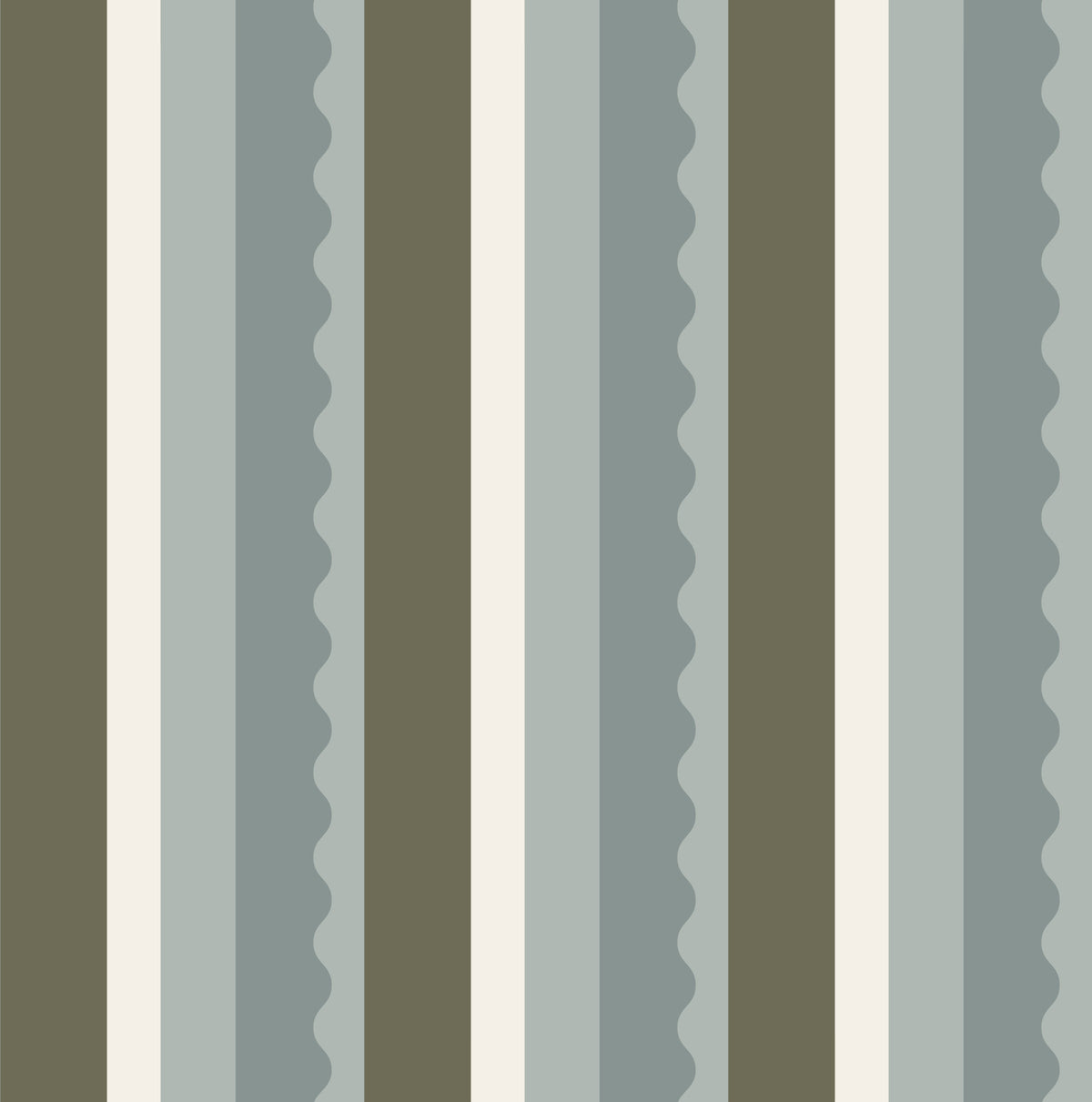 Tapeten mit linearen Muschelstreifen in Salbeigrün und Anthrazit⁠ in your room