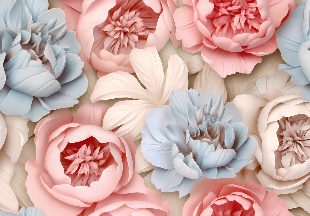 Papier peint mural Composition abstraite de pivoines