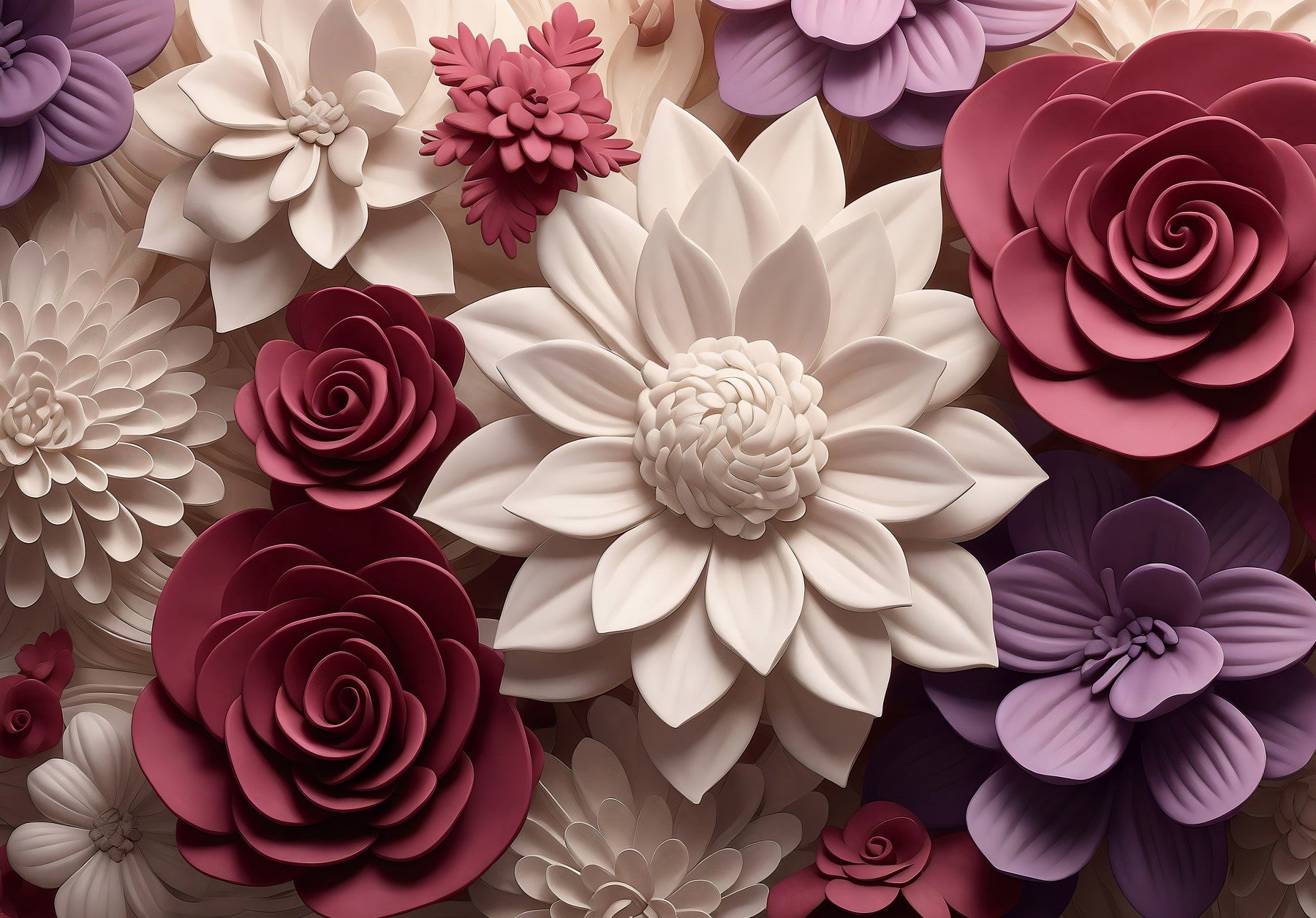 3D-Wandbild mit Blumenblüten