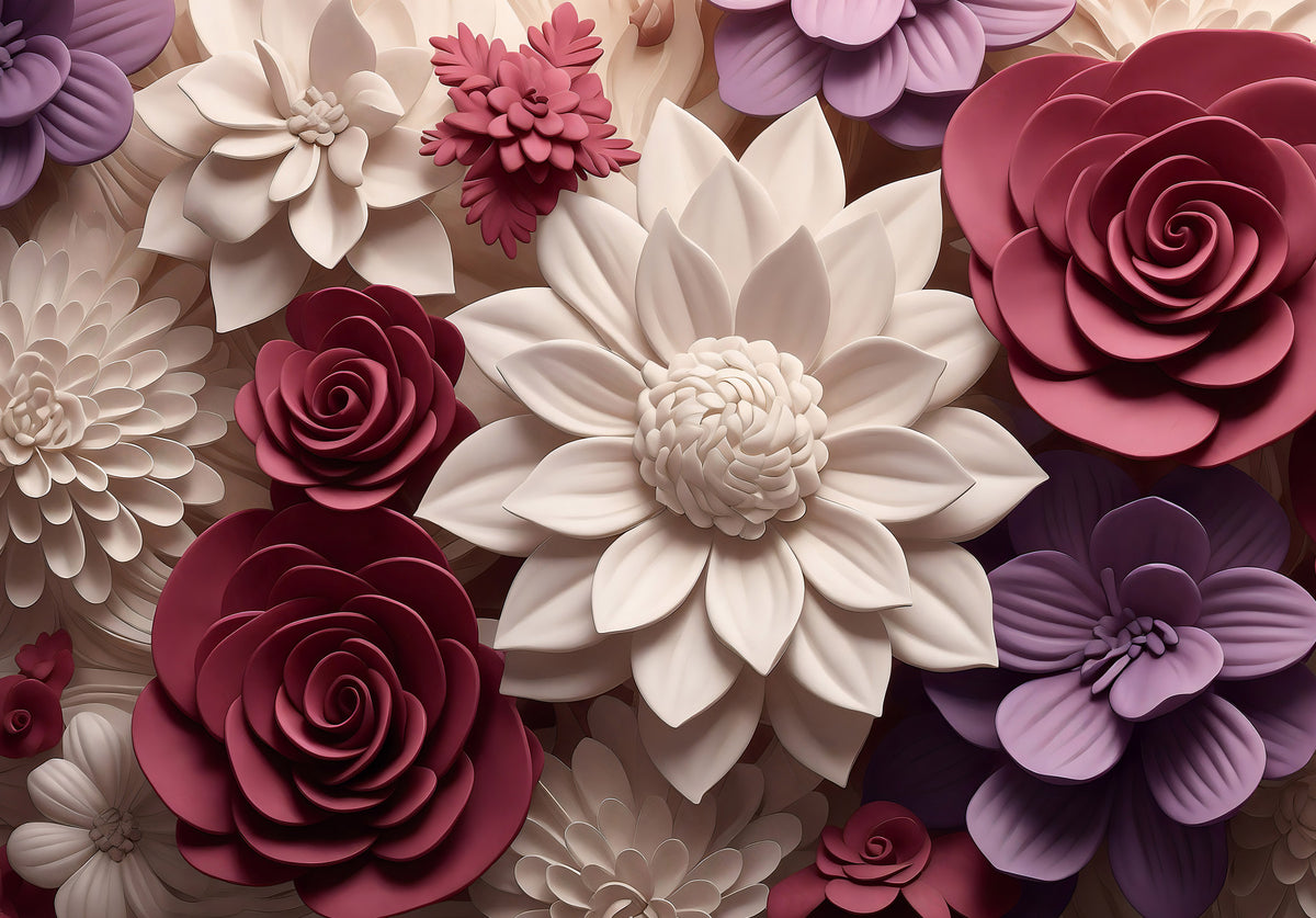 3D-Wandbild mit Blumenblüten in your room — zoomed