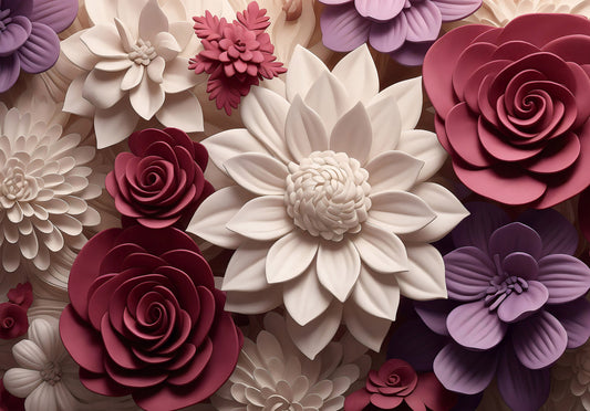 3D-Wandbild mit Blumenblüten