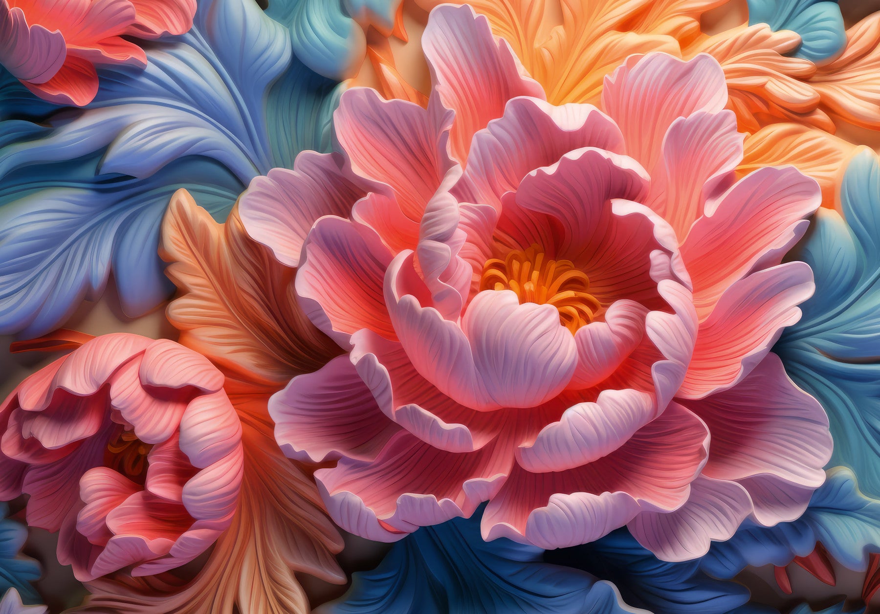 Wandbild „Blush Peony Sculptural Flow“