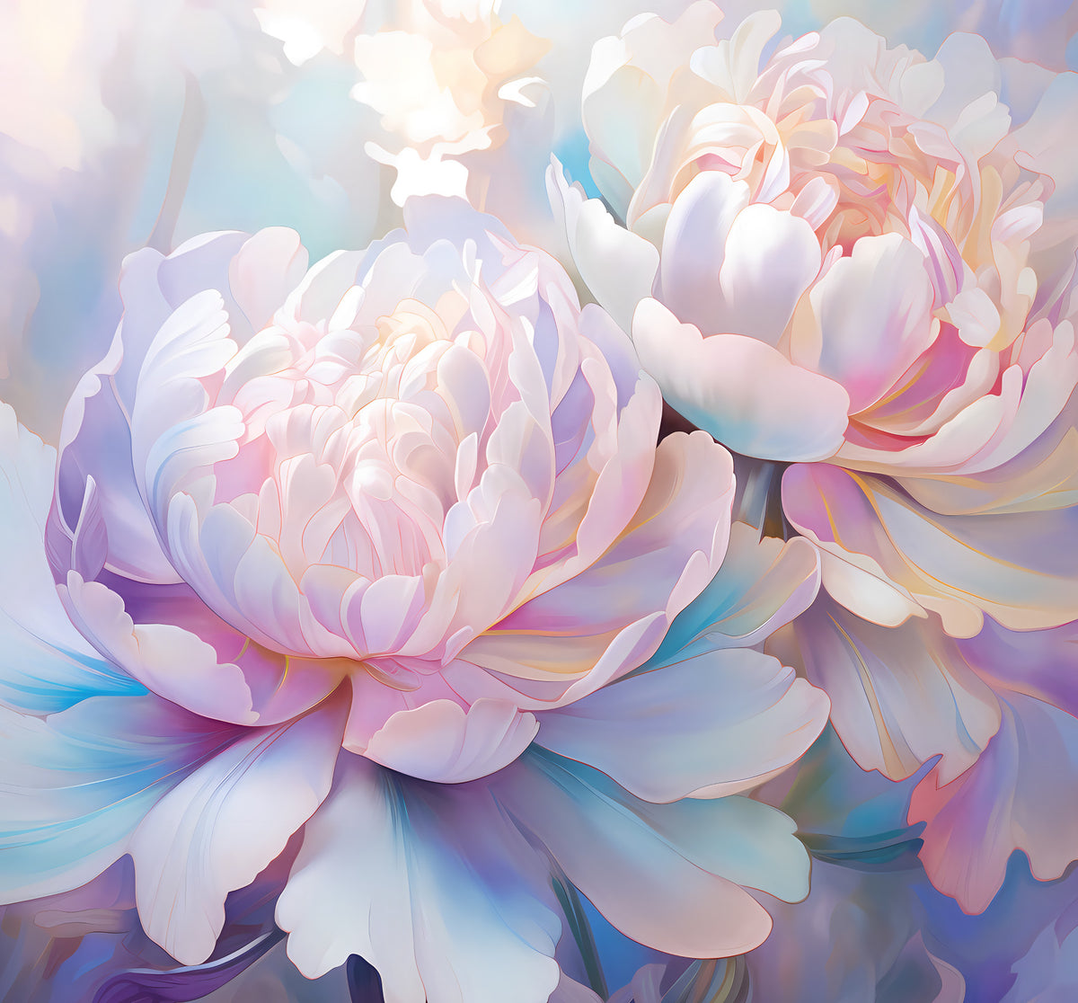 Abstraktes Wandbild mit botanischen Pfingstrosenblättern in your room — zoomed