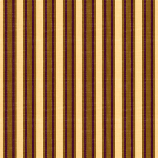 Ivy League Faux Linen Vertical Stripes - Butter Mustard And Burgundy Wallpaper⁠