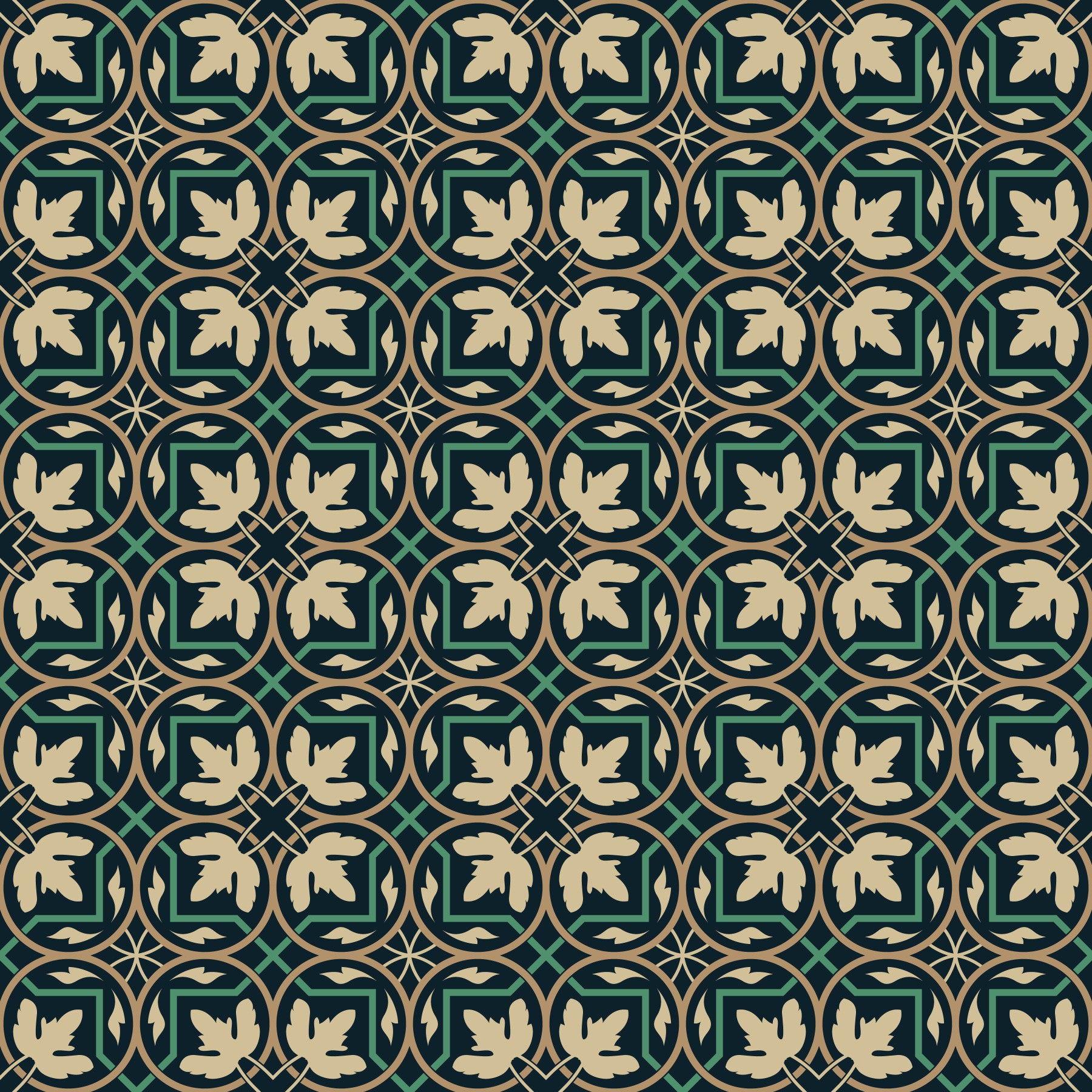 Midnatsbotanisk geometrisk gittertapet