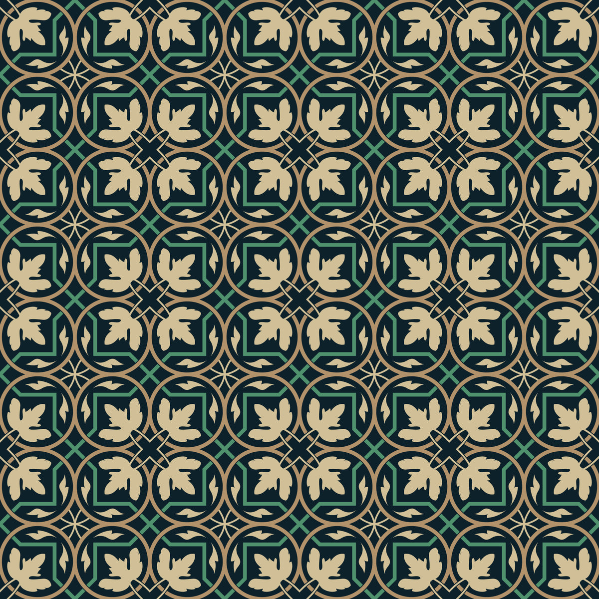 Midnatsbotanisk geometrisk gittertapet in your room — zoomed