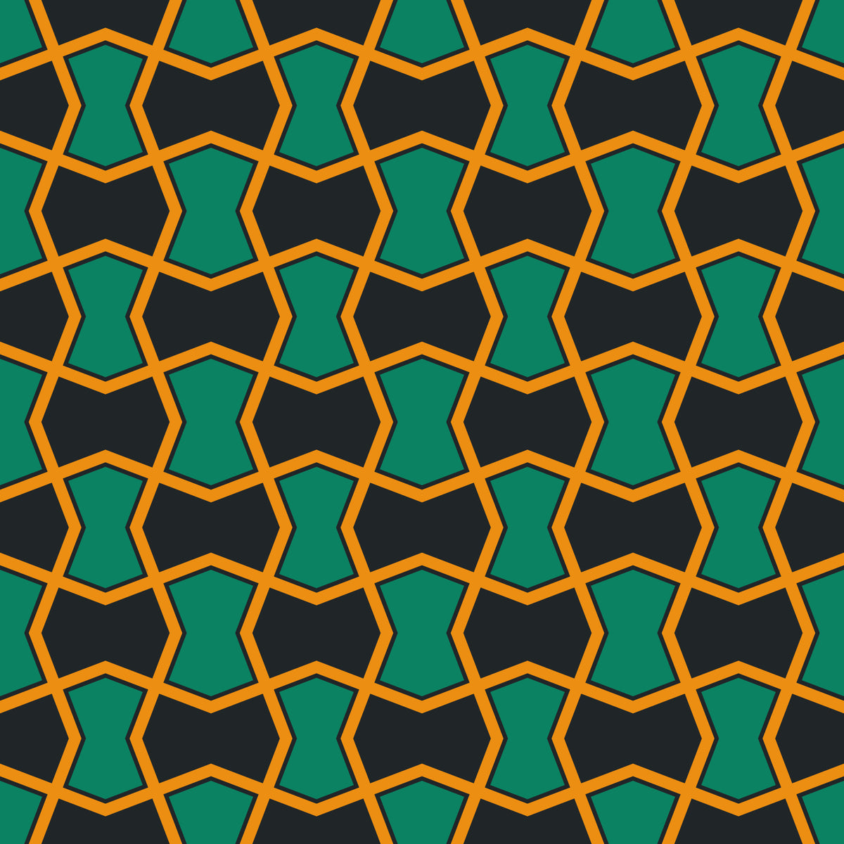 Koksgråt tapet med grøn art deco-gitter in your room — zoomed