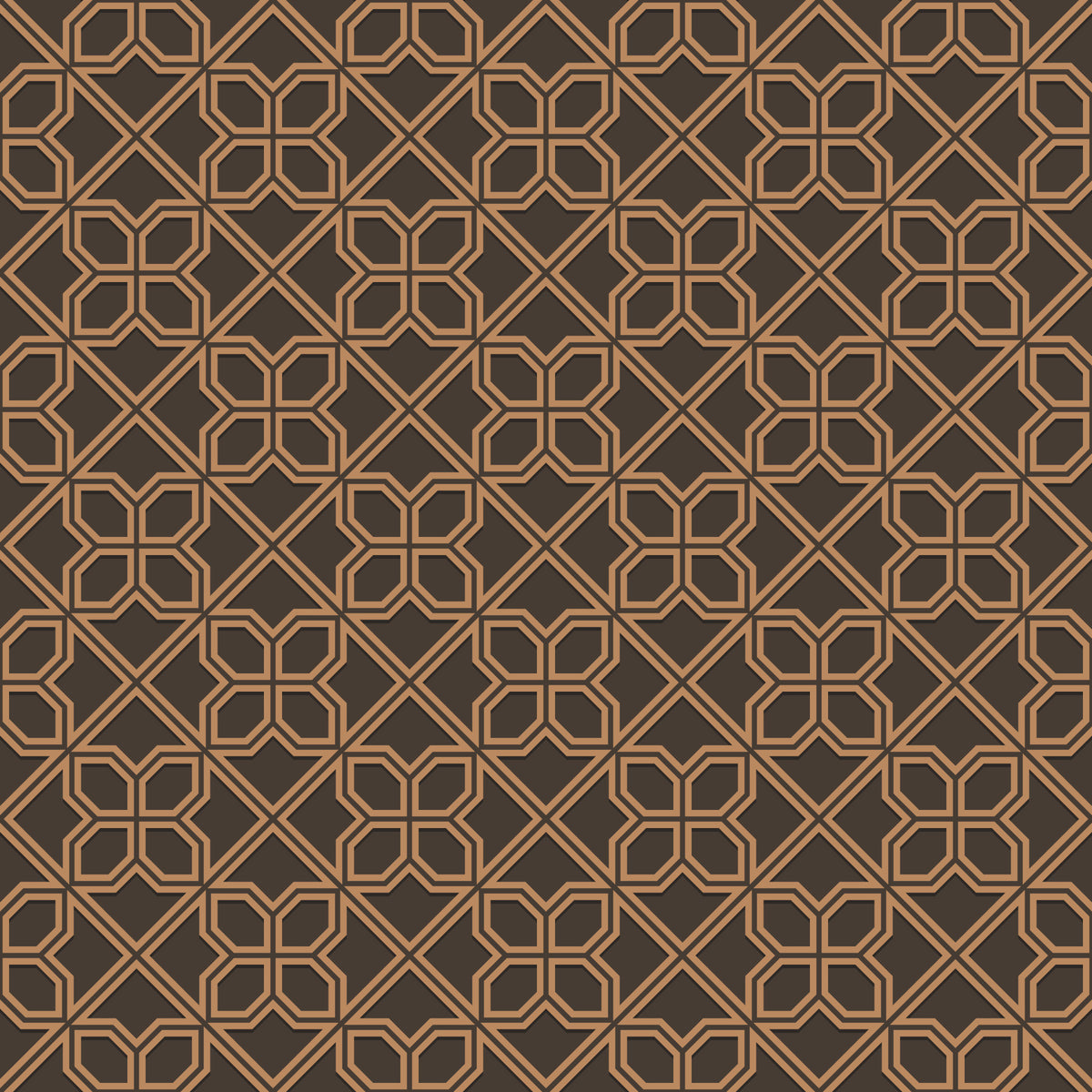 Geometrisk tapet med bronze- og koksgråt gitter in your room — zoomed