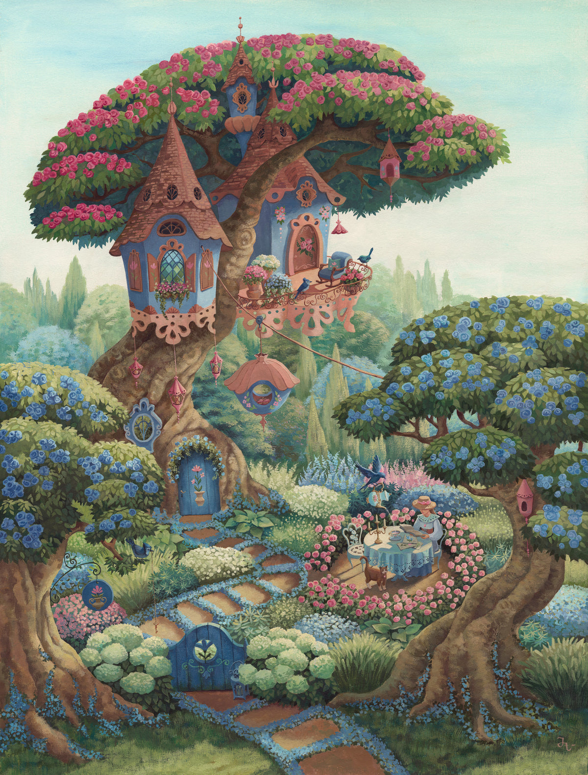 Whimsical Treehouse Garden Haven Wall Mural in your room — zoomed
