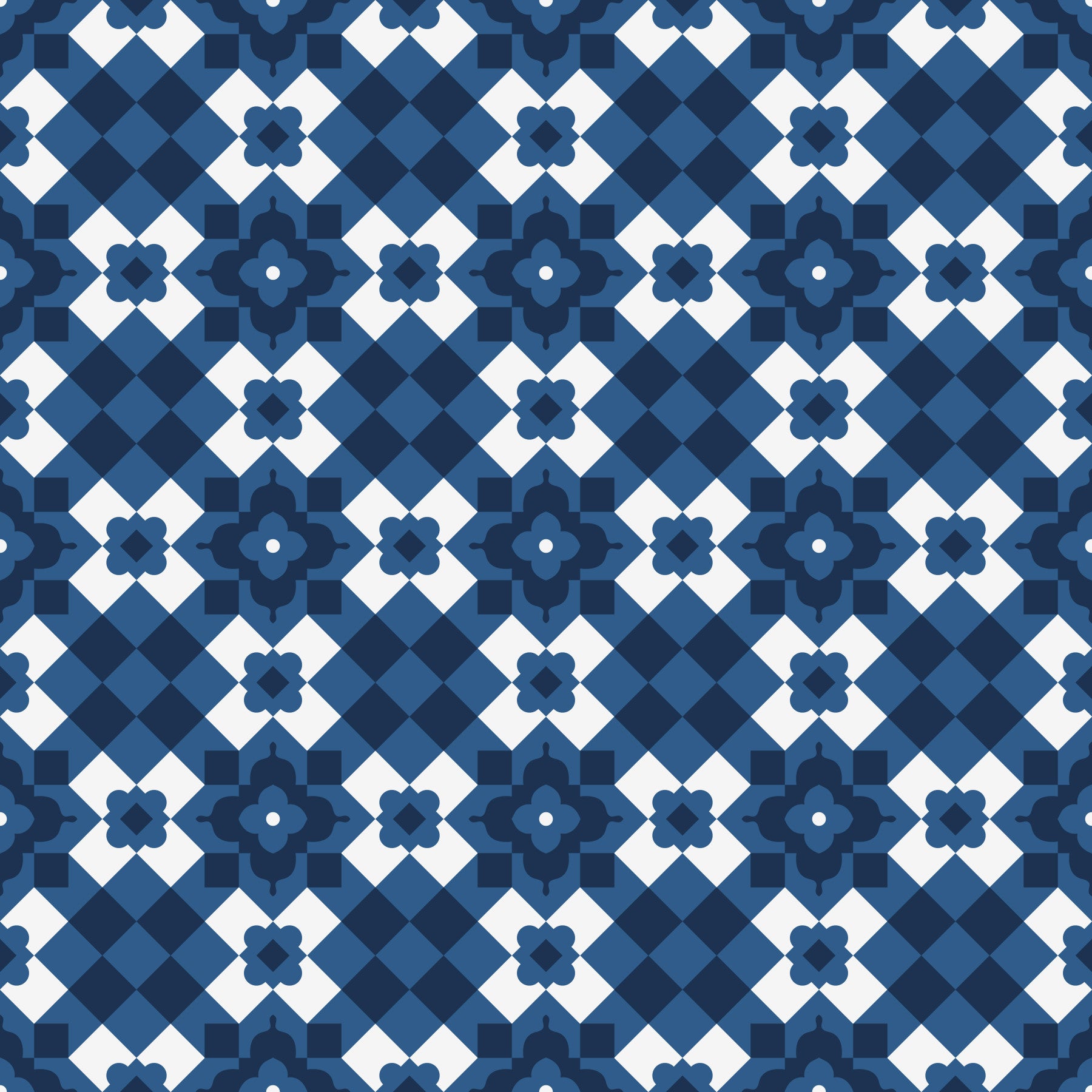 Papier peint à motif de carreaux losanges bleu marine nuit