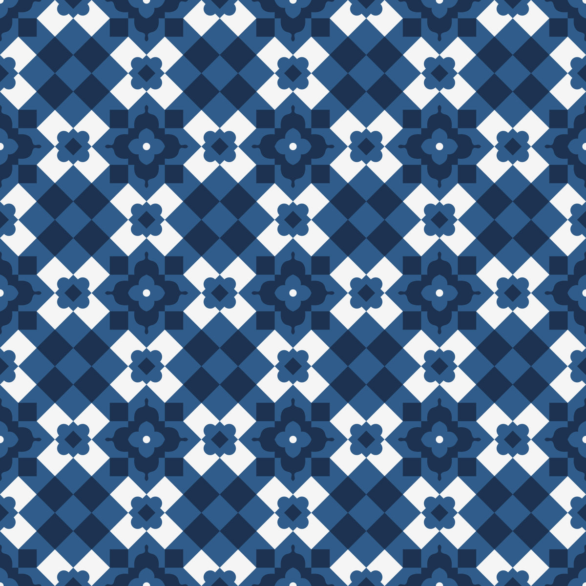 Papier peint à motif de carreaux losanges bleu marine nuit in your room — zoomed