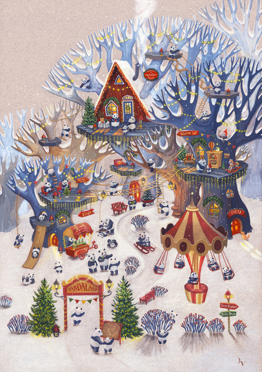 Mural de pared infantil Bosque Invernal del parque Pandaland
