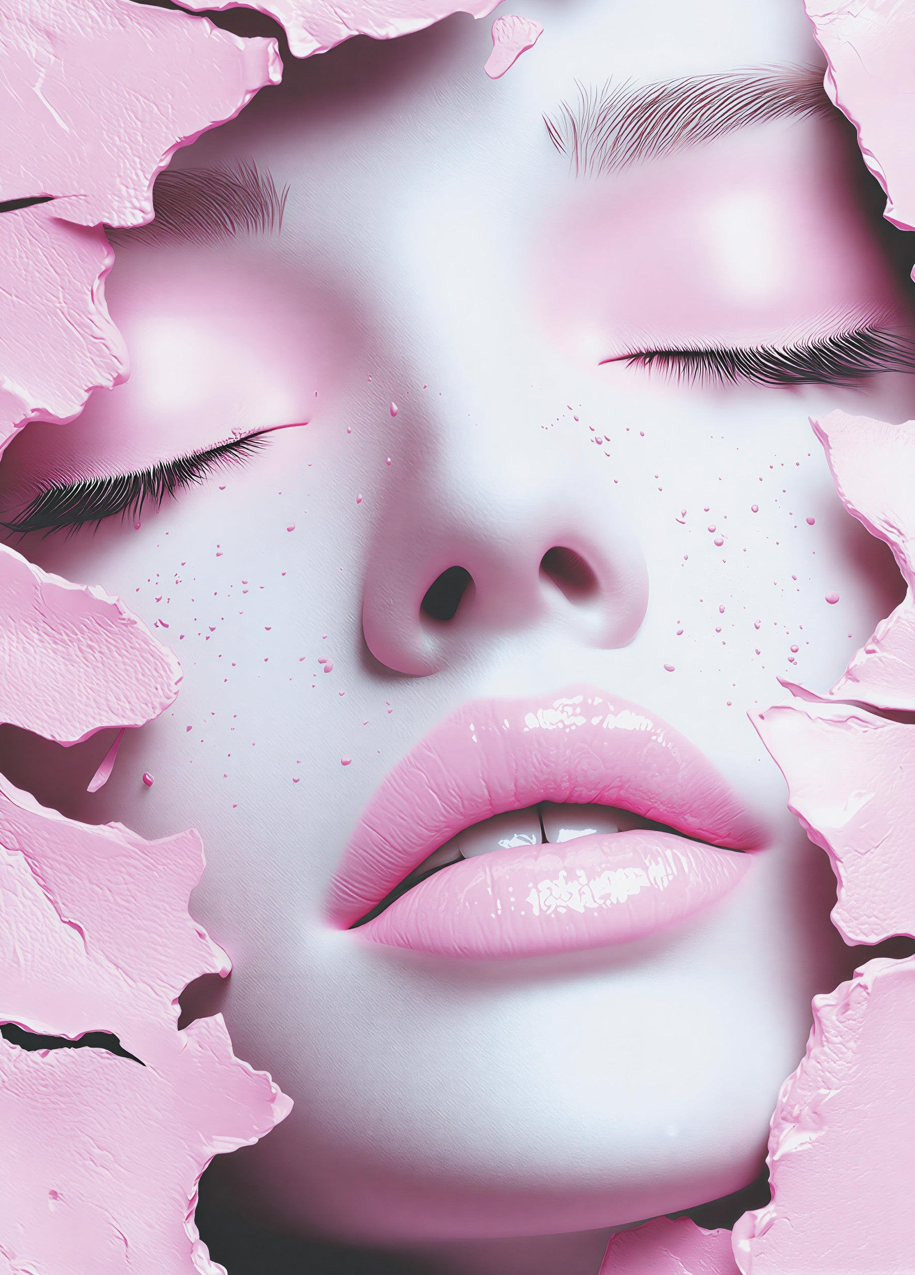 Ethereal Blush Girl Portrait Wall Mural
