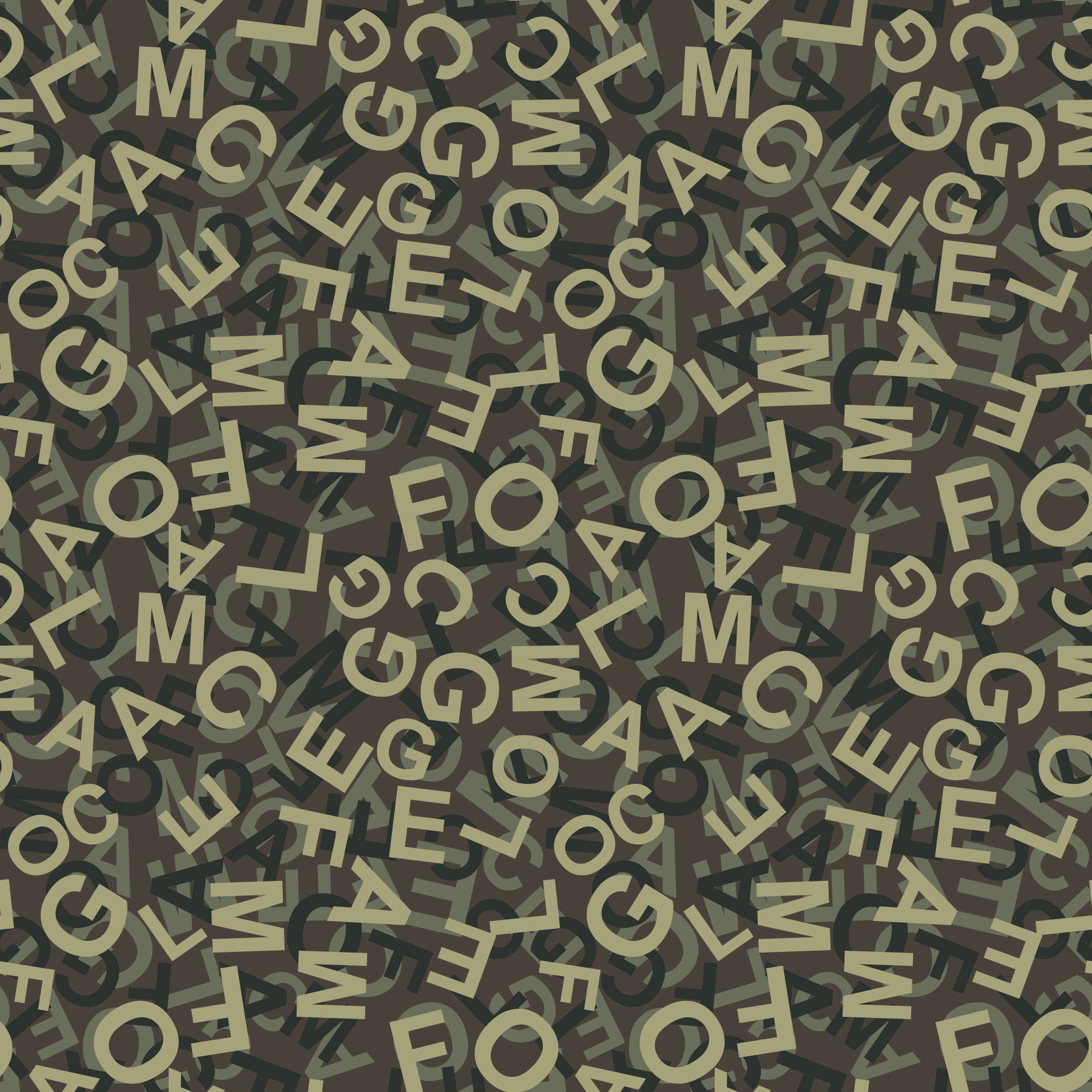 Abstrakte Alphabet-Tarnmuster-Tapete