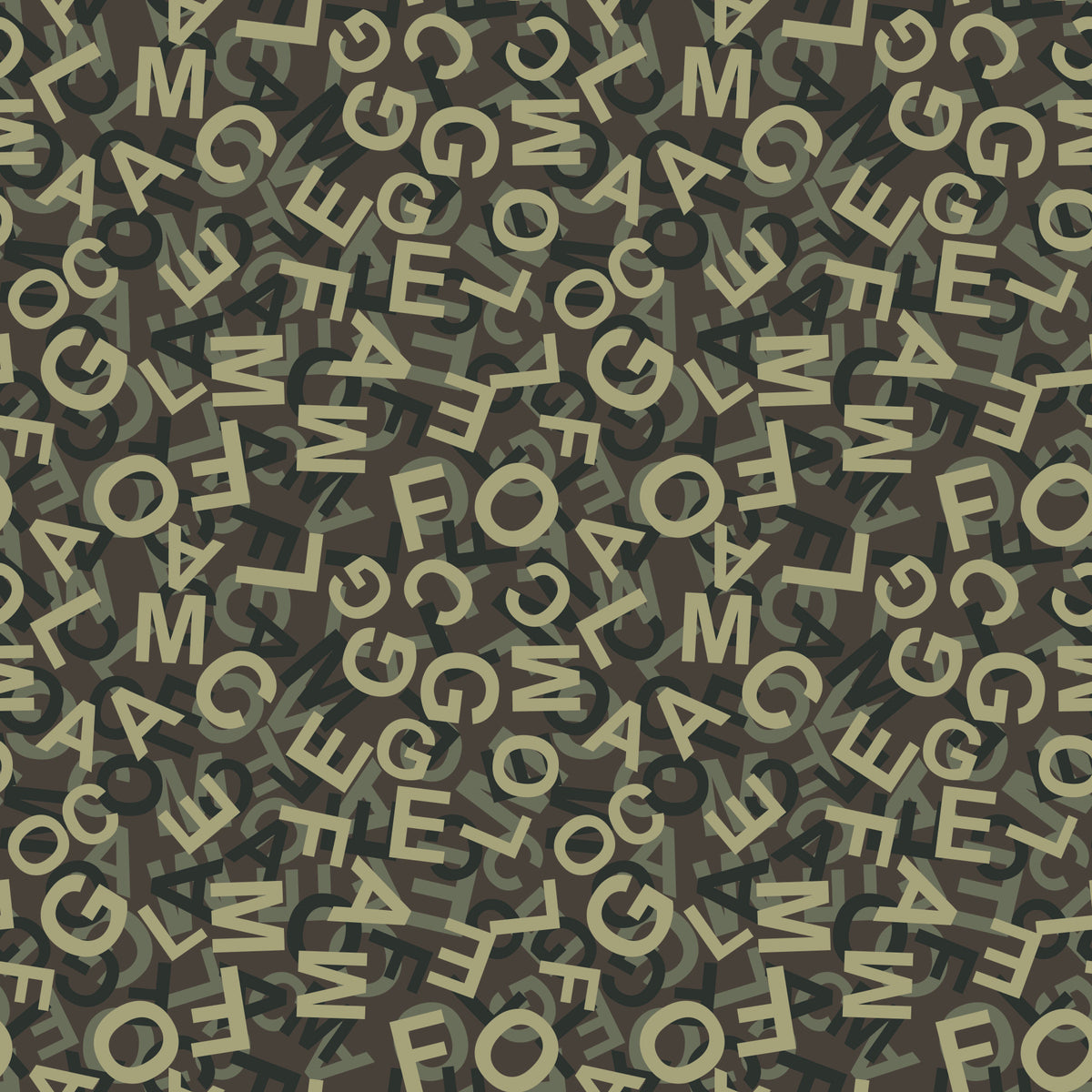 Abstrakte Alphabet-Tarnmuster-Tapete in your room