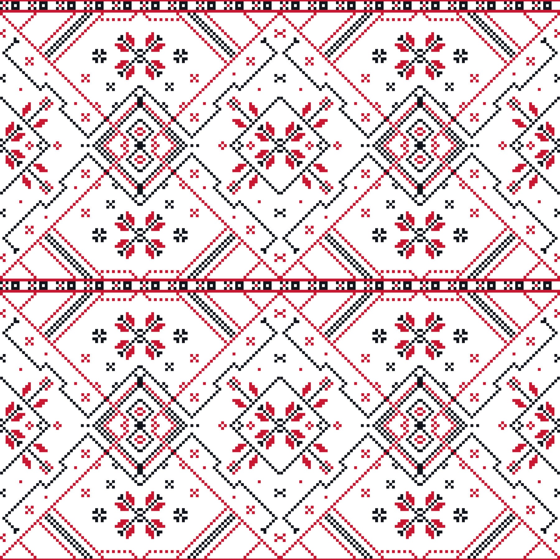 Kansanperinteen geometrinen ristipistokuvioinen tapetti