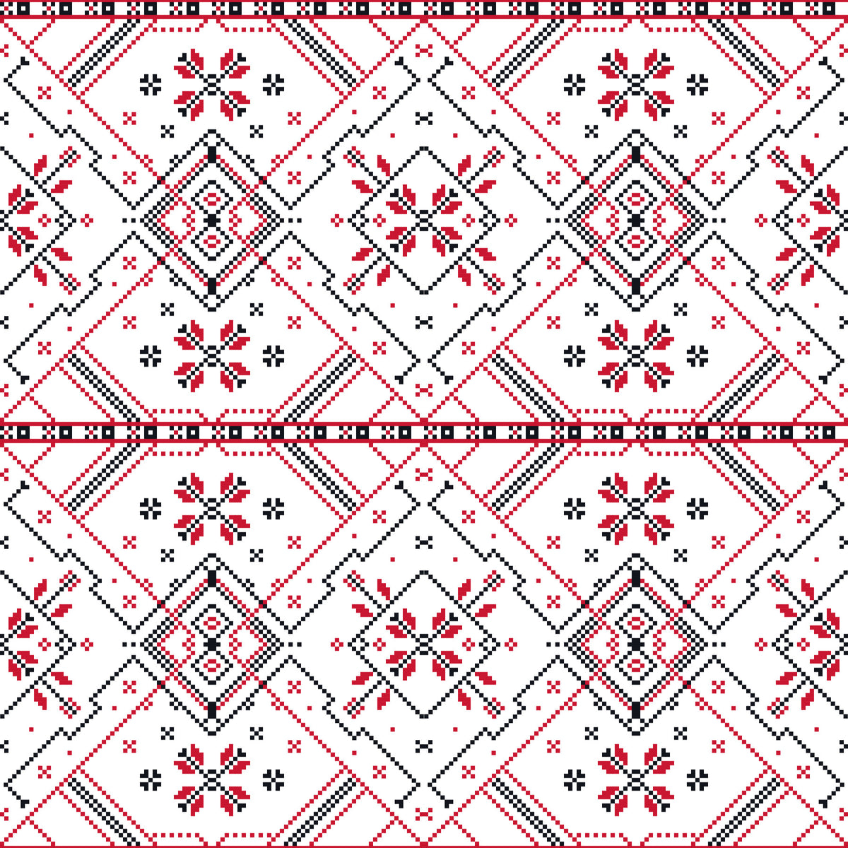 Kansanperinteen geometrinen ristipistokuvioinen tapetti in your room